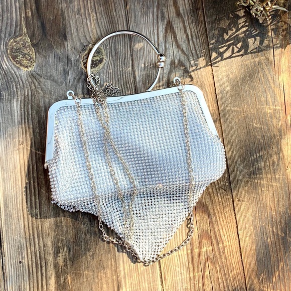 Rhinestone Clutch Crossbody Flowy mesh - Picture 2 of 15